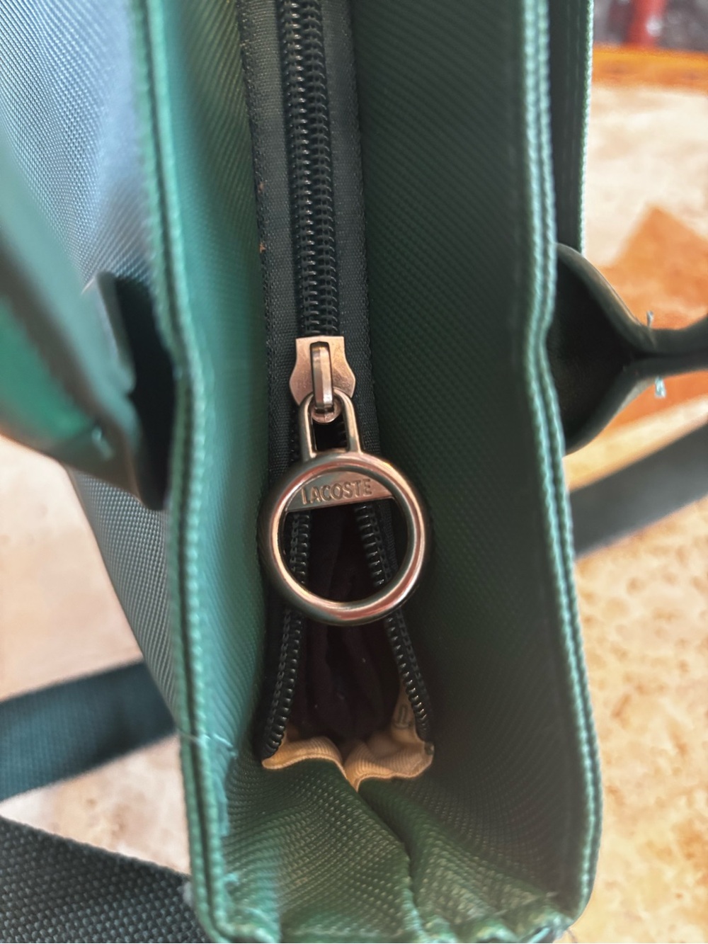 Lacoste Green Chantaco Tote Crossbody Bag Croc Logo Detachable Strap - Picture 11 of 14
